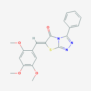 molecular formula C20H17N3O4S B296597 (6Z)-3-PHENYL-6-[(2,4,5-TRIMETHOXYPHENYL)METHYLIDENE]-5H,6H-[1,2,4]TRIAZOLO[3,4-B][1,3]THIAZOL-5-ONE 