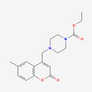molecular formula C18H22N2O4 B2965981 ethyl 4-[(6-methyl-2-oxo-2H-chromen-4-yl)methyl]piperazine-1-carboxylate CAS No. 859860-51-8