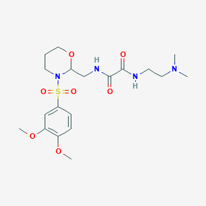 molecular formula C19H30N4O7S B2966012 N1-((3-((3,4-dimethoxyphenyl)sulfonyl)-1,3-oxazinan-2-yl)methyl)-N2-(2-(dimethylamino)ethyl)oxalamide CAS No. 872976-22-2