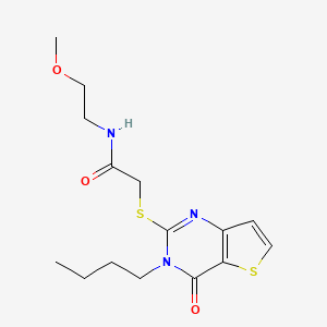 molecular formula C15H21N3O3S2 B2966025 2-({3-butyl-4-oxo-3H,4H-thieno[3,2-d]pyrimidin-2-yl}sulfanyl)-N-(2-methoxyethyl)acetamide CAS No. 1260907-30-9