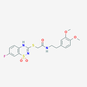 molecular formula C19H20FN3O5S2 B2966048 N-[2-(3,4-dimethoxyphenyl)ethyl]-2-[(7-fluoro-1,1-dioxo-4H-1lambda6,2,4-benzothiadiazin-3-yl)sulfanyl]acetamide CAS No. 899976-88-6