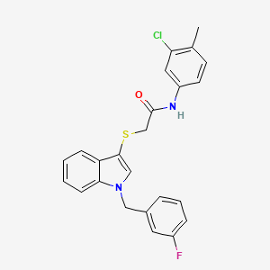 molecular formula C24H20ClFN2OS B2966062 N-(3-chloro-4-methylphenyl)-2-({1-[(3-fluorophenyl)methyl]-1H-indol-3-yl}sulfanyl)acetamide CAS No. 851412-36-7