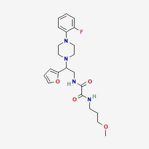 molecular formula C22H29FN4O4 B2966064 N1-(2-(4-(2-fluorophenyl)piperazin-1-yl)-2-(furan-2-yl)ethyl)-N2-(3-methoxypropyl)oxalamide CAS No. 877633-19-7