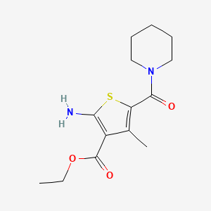 molecular formula C14H20N2O3S B2966066 Ethyl 2-amino-4-methyl-5-(piperidine-1-carbonyl)thiophene-3-carboxylate CAS No. 297182-53-7