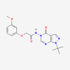 molecular formula C18H21N5O4 B2966107 N-{1-tert-butyl-4-oxo-1H,4H,5H-pyrazolo[3,4-d]pyrimidin-5-yl}-2-(3-methoxyphenoxy)acetamide CAS No. 899751-88-3