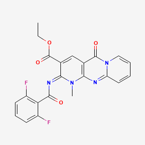 molecular formula C22H16F2N4O4 B2966155 ethyl 6-(2,6-difluorobenzoyl)imino-7-methyl-2-oxo-1,7,9-triazatricyclo[8.4.0.03,8]tetradeca-3(8),4,9,11,13-pentaene-5-carboxylate CAS No. 534565-73-6