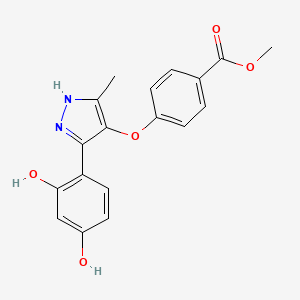molecular formula C18H16N2O5 B2966164 methyl 4-((3-(2,4-dihydroxyphenyl)-5-methyl-1H-pyrazol-4-yl)oxy)benzoate CAS No. 879565-69-2