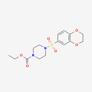 molecular formula C15H20N2O6S B2966166 Ethyl 4-(2,3-dihydro-1,4-benzodioxin-6-ylsulfonyl)piperazine-1-carboxylate CAS No. 333441-41-1