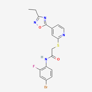 molecular formula C17H14BrFN4O2S B2966184 N-(4-bromo-2-fluorophenyl)-2-((4-(3-ethyl-1,2,4-oxadiazol-5-yl)pyridin-2-yl)thio)acetamide CAS No. 1251558-62-9