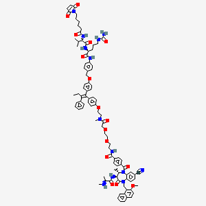 molecular formula C94H107N13O16 B2966239 N-[2-[2-[2-[2-[4-[(Z)-1-[4-[[4-[[(2S)-5-(carbamoylamino)-2-[[(2S)-2-[6-(2,5-dioxopyrrol-1-yl)hexanoylamino]-3-methylbutanoyl]amino]pentanoyl]amino]phenyl]methoxy]phenyl]-2-phenylbut-1-enyl]phenoxy]ethyl-methylamino]-2-oxoethoxy]ethoxy]ethyl]-4-[(3S,4S)-7-cyano-1-[(2-methoxynaphthalen-1-yl)methyl]-4-methyl-3-[[(2S)-2-(methylamino)propanoyl]amino]-2-oxo-3,4-dihydro-1,5-benzodiazepine-5-carbonyl]benzamide CAS No. 2158322-33-7
