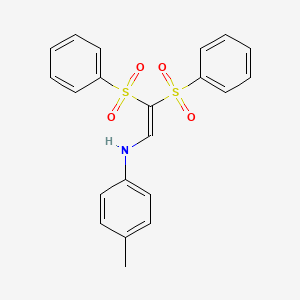 molecular formula C21H19NO4S2 B2966240 N-[2,2-bis(benzenesulfonyl)ethenyl]-4-methylaniline CAS No. 103975-55-9