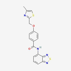 molecular formula C18H14N4O2S2 B2966256 N-(2,1,3-benzothiadiazol-4-yl)-4-[(4-methyl-1,3-thiazol-2-yl)methoxy]benzamide CAS No. 1251685-95-6