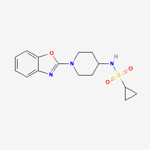 molecular formula C15H19N3O3S B2966265 N-[1-(1,3-Benzoxazol-2-yl)piperidin-4-yl]cyclopropanesulfonamide CAS No. 2415633-00-8