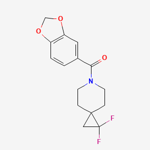 molecular formula C15H15F2NO3 B2966267 Benzo[d][1,3]dioxol-5-yl(1,1-difluoro-6-azaspiro[2.5]octan-6-yl)methanone CAS No. 2194907-85-0