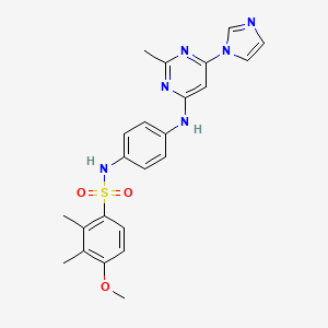 molecular formula C23H24N6O3S B2966282 N-(4-((6-(1H-imidazol-1-yl)-2-methylpyrimidin-4-yl)amino)phenyl)-4-methoxy-2,3-dimethylbenzenesulfonamide CAS No. 1203024-32-1