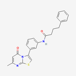 molecular formula C23H21N3O2S B2966311 N-(3-(7-methyl-5-oxo-5H-thiazolo[3,2-a]pyrimidin-3-yl)phenyl)-4-phenylbutanamide CAS No. 1020979-44-5
