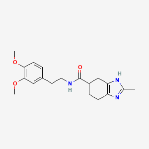 molecular formula C19H25N3O3 B2966322 N-(3,4-dimethoxyphenethyl)-2-methyl-4,5,6,7-tetrahydro-1H-benzo[d]imidazole-5-carboxamide CAS No. 2034485-44-2