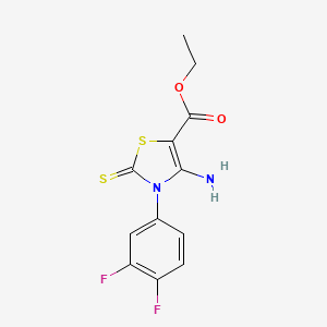 molecular formula C12H10F2N2O2S2 B2966334 ethyl 4-amino-3-(3,4-difluorophenyl)-2-sulfanylidene-2,3-dihydro-1,3-thiazole-5-carboxylate CAS No. 688337-80-6
