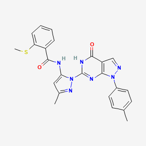 molecular formula C24H21N7O2S B2966353 N-(3-methyl-1-(4-oxo-1-(p-tolyl)-4,5-dihydro-1H-pyrazolo[3,4-d]pyrimidin-6-yl)-1H-pyrazol-5-yl)-2-(methylthio)benzamide CAS No. 1170878-39-3