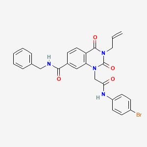 molecular formula C27H23BrN4O4 B2966359 N-benzyl-1-[2-(4-bromoanilino)-2-oxoethyl]-2,4-dioxo-3-prop-2-enylquinazoline-7-carboxamide CAS No. 866349-25-9