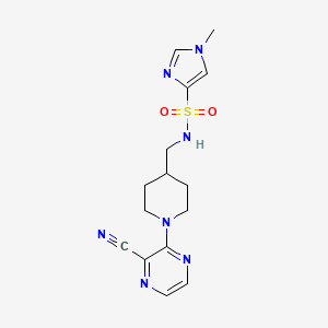 molecular formula C15H19N7O2S B2966361 N-((1-(3-cyanopyrazin-2-yl)piperidin-4-yl)methyl)-1-methyl-1H-imidazole-4-sulfonamide CAS No. 1797576-63-6