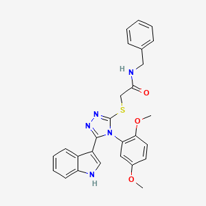 molecular formula C27H25N5O3S B2966362 N-benzyl-2-{[4-(2,5-dimethoxyphenyl)-5-(1H-indol-3-yl)-4H-1,2,4-triazol-3-yl]sulfanyl}acetamide CAS No. 946378-09-2