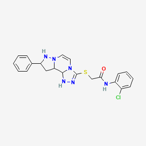 molecular formula C21H15ClN6OS B2966385 N-(2-chlorophenyl)-2-({11-phenyl-3,4,6,9,10-pentaazatricyclo[7.3.0.0^{2,6}]dodeca-1(12),2,4,7,10-pentaen-5-yl}sulfanyl)acetamide CAS No. 1207010-01-2