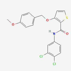 molecular formula C19H15Cl2NO3S B2966412 N-(3,4-dichlorophenyl)-3-[(4-methoxyphenyl)methoxy]thiophene-2-carboxamide CAS No. 339098-25-8