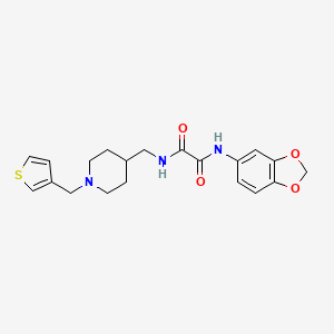 molecular formula C20H23N3O4S B2966417 N1-(benzo[d][1,3]dioxol-5-yl)-N2-((1-(thiophen-3-ylmethyl)piperidin-4-yl)methyl)oxalamide CAS No. 1235022-09-9