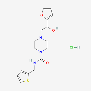 4-(2-(furan-2-yl)-2-hydroxyethyl)-N-(thiophen-2-ylmethyl)piperazine-1-carboxamide hydrochloride