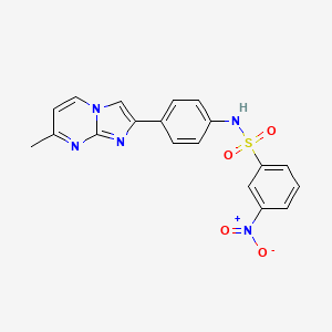 molecular formula C19H15N5O4S B2966443 N-(4-{7-methylimidazo[1,2-a]pyrimidin-2-yl}phenyl)-3-nitrobenzene-1-sulfonamide CAS No. 923194-95-0