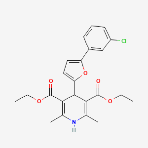 molecular formula C23H24ClNO5 B2966487 Diethyl 4-[5-(3-chlorophenyl)furan-2-yl]-2,6-dimethyl-1,4-dihydropyridine-3,5-dicarboxylate CAS No. 301306-00-3