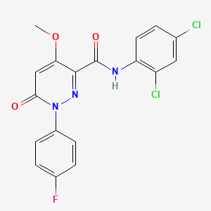 molecular formula C18H12Cl2FN3O3 B2966501 N-(2,4-dichlorophenyl)-1-(4-fluorophenyl)-4-methoxy-6-oxo-1,6-dihydropyridazine-3-carboxamide CAS No. 921792-94-1