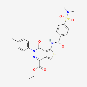 molecular formula C25H24N4O6S2 B2966508 ethyl 5-[4-(dimethylsulfamoyl)benzamido]-3-(4-methylphenyl)-4-oxo-3H,4H-thieno[3,4-d]pyridazine-1-carboxylate CAS No. 851948-69-1