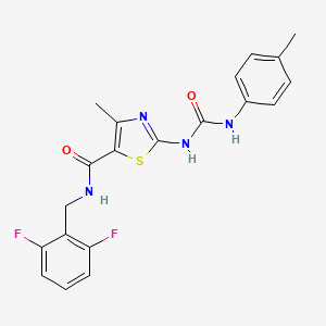 molecular formula C20H18F2N4O2S B2966512 N-(2,6-difluorobenzyl)-4-methyl-2-(3-(p-tolyl)ureido)thiazole-5-carboxamide CAS No. 941916-38-7