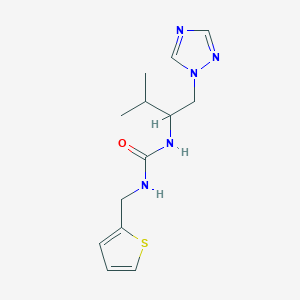 molecular formula C13H19N5OS B2966534 3-[3-methyl-1-(1H-1,2,4-triazol-1-yl)butan-2-yl]-1-[(thiophen-2-yl)methyl]urea CAS No. 2320576-86-9