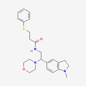 N-(2-(1-methylindolin-5-yl)-2-morpholinoethyl)-3-(phenylthio)propanamide