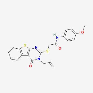 N-(4-methoxyphenyl)-2-{[3-oxo-4-(prop-2-en-1-yl)-8-thia-4,6-diazatricyclo[7.4.0.0^{2,7}]trideca-1(9),2(7),5-trien-5-yl]sulfanyl}acetamide