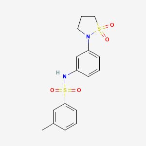 molecular formula C16H18N2O4S2 B2966573 N-(3-(1,1-dioxidoisothiazolidin-2-yl)phenyl)-3-methylbenzenesulfonamide CAS No. 942011-06-5