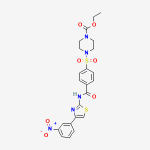 molecular formula C23H23N5O7S2 B2966574 ethyl 4-(4-{[4-(3-nitrophenyl)-1,3-thiazol-2-yl]carbamoyl}benzenesulfonyl)piperazine-1-carboxylate CAS No. 361174-27-8