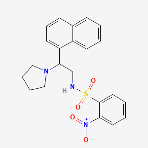 molecular formula C22H23N3O4S B2966594 N-(2-(naphthalen-1-yl)-2-(pyrrolidin-1-yl)ethyl)-2-nitrobenzenesulfonamide CAS No. 941917-52-8