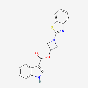 molecular formula C19H15N3O2S B2966640 1-(1,3-benzothiazol-2-yl)azetidin-3-yl 1H-indole-3-carboxylate CAS No. 1396853-08-9