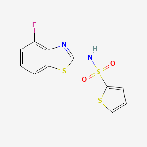 molecular formula C11H7FN2O2S3 B2966650 N-(4-fluorobenzo[d]thiazol-2-yl)thiophene-2-sulfonamide CAS No. 955223-46-8