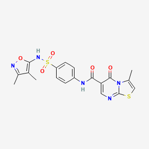 molecular formula C19H17N5O5S2 B2966752 N-{4-[(3,4-dimethyl-1,2-oxazol-5-yl)sulfamoyl]phenyl}-3-methyl-5-oxo-5H-[1,3]thiazolo[3,2-a]pyrimidine-6-carboxamide CAS No. 851945-42-1