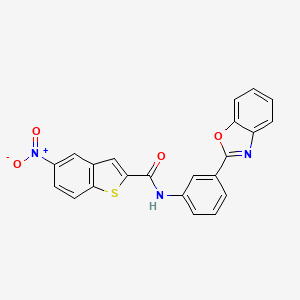 molecular formula C22H13N3O4S B2966792 N-[3-(1,3-benzoxazol-2-yl)phenyl]-5-nitro-1-benzothiophene-2-carboxamide CAS No. 477536-24-6
