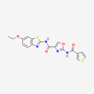 molecular formula C18H14N4O4S2 B2966794 N-(6-ethoxy-1,3-benzothiazol-2-yl)-2-(thiophene-3-amido)-1,3-oxazole-4-carboxamide CAS No. 1788769-27-6