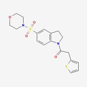 molecular formula C18H20N2O4S2 B2966806 1-(5-(Morpholinosulfonyl)indolin-1-yl)-2-(thiophen-2-yl)ethanone CAS No. 941845-78-9