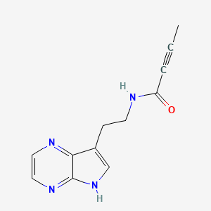 molecular formula C12H12N4O B2966826 N-(2-{5H-pyrrolo[2,3-b]pyrazin-7-yl}ethyl)but-2-ynamide CAS No. 2411291-25-1
