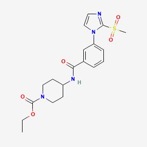 molecular formula C19H24N4O5S B2966835 ethyl 4-(3-(2-(methylsulfonyl)-1H-imidazol-1-yl)benzamido)piperidine-1-carboxylate CAS No. 2034242-61-8