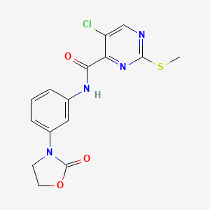 5-chloro-2-(methylsulfanyl)-N-[3-(2-oxo-1,3-oxazolidin-3-yl)phenyl]pyrimidine-4-carboxamide